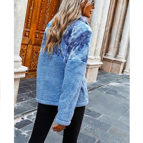 Blue Tie Dye 1/4 Zip Cozy Pullover Loungewear - Picture 2 of 2